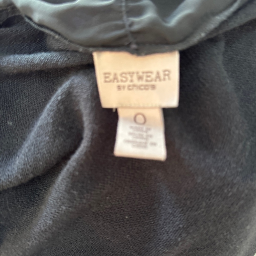 Chico's Easywear Black Cardigan, sheer lapel, lightweight sz 0 or S/4​ - Picture 12 of 15